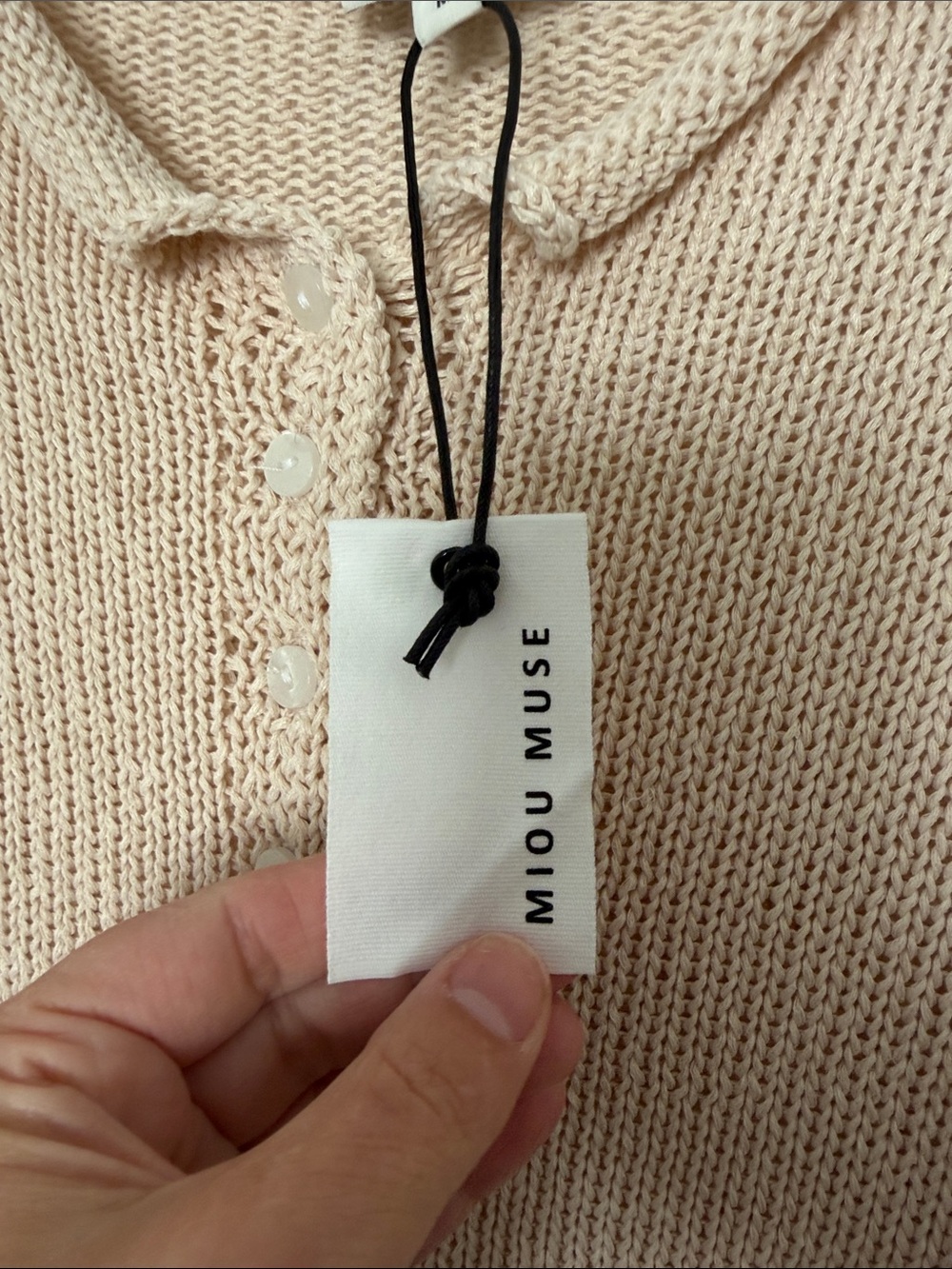 Miu Muse Cream Button-Up Knit Cardigan - Picture 3 of 11